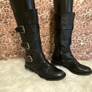 BCBGeneration Black Moto Boots with Buckles